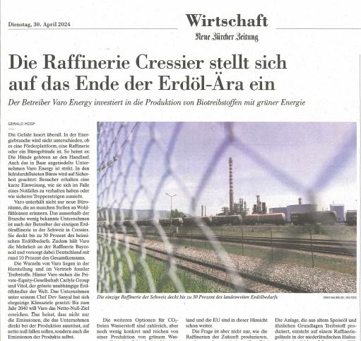 VARO featured in NZZ